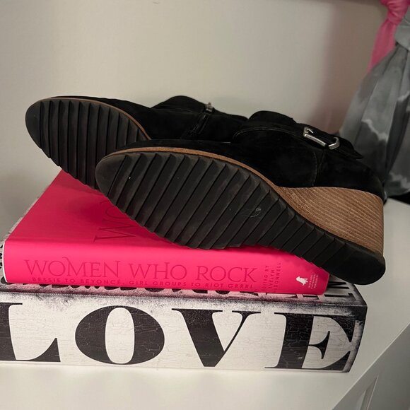 Caslon Black Nubuck Leather Zip High Wedge Heel Ankle Boots Euro size 40 - Picture 6 of 9